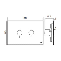 Dual flush push button - Technical drawing