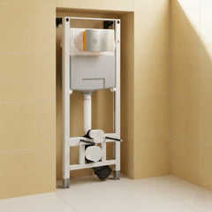toilet cistern frame with stainless steel dual flush plate 