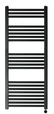 black electric towel rail with thermostat
