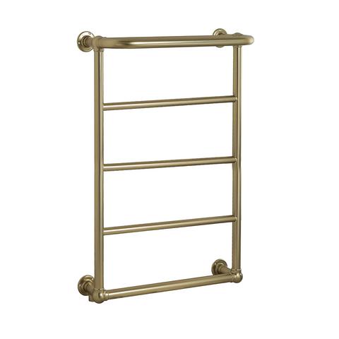 Brushed Brass Traditional Towel Radiator 1193 x 600mm with Angle Radiator Valve
