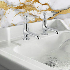 Chrome traditional basin pillar-tap
