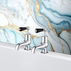 Chrome traditional bath pillar tap