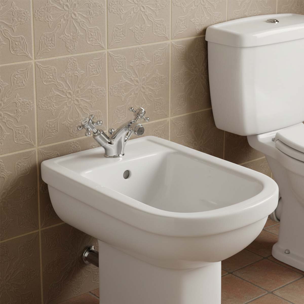 traditional chrome with crosshead handles bidet tap in Ireland