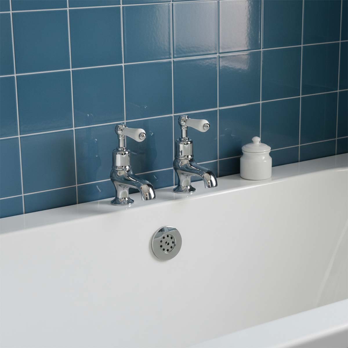 traditional deck mounted bath filler taps - chrome