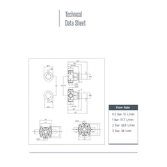 2 outlet concealed thermostatic valve - Technical drawing