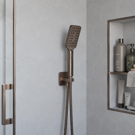 ulti Function Shower Handset with Hose and Water Outlet - Brushed Bronze 1200
