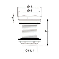 Unslotted sink waste - Technical drawing