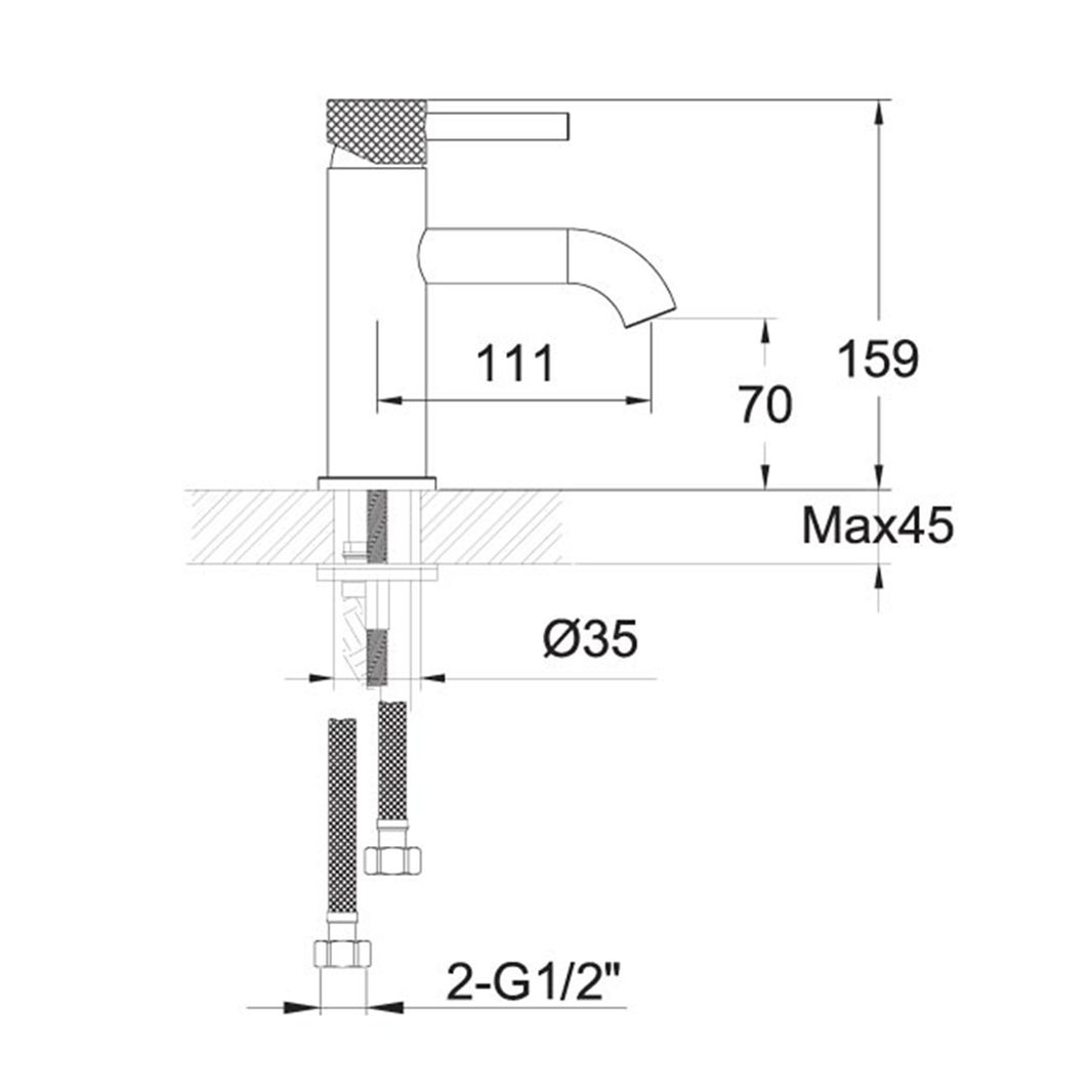 Gold Basin Tap - Dimension Image