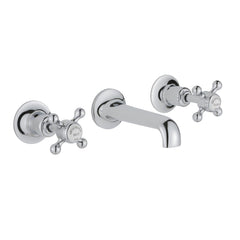 Wall mounted 3 hole basin mixer with spout and crosshead handles