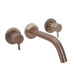 Brushed bronze dual lever basin mixer tap