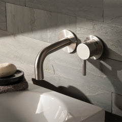 Stainless steel wall mounted single lever basin mixer tap
