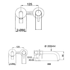 Modern bronze wall washbasin mixer tap
