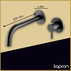 2-hole black basin mixer tap dimension