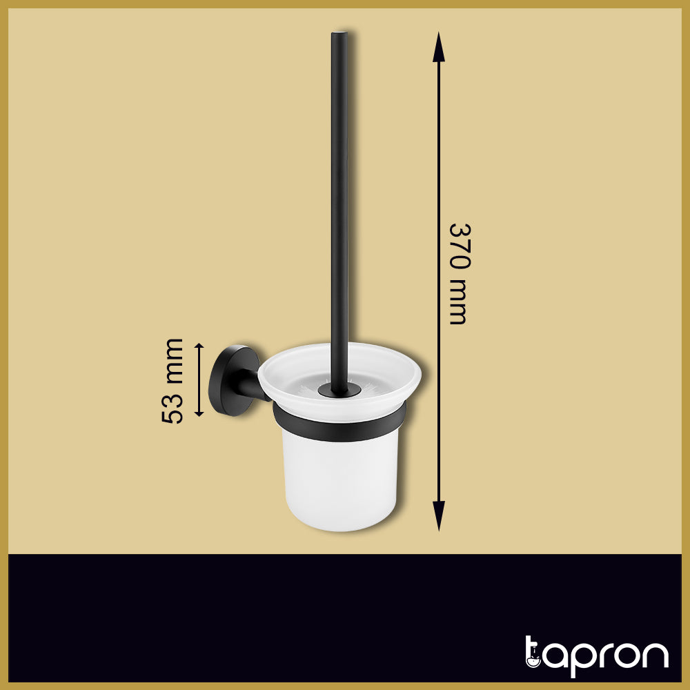 Matt Black Wall Mounted Toilet Brush and Holder-Tapron