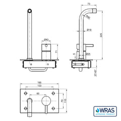 Modern bathroom sink tap technical drawing