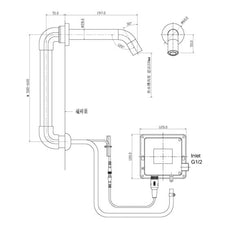 Modern steel infrared tap - Technical drawing